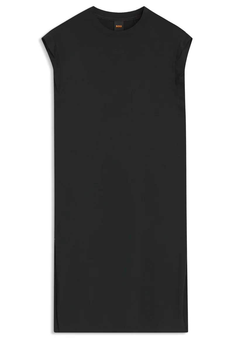 بوس Cap-sleeve jersey dress with logo detail